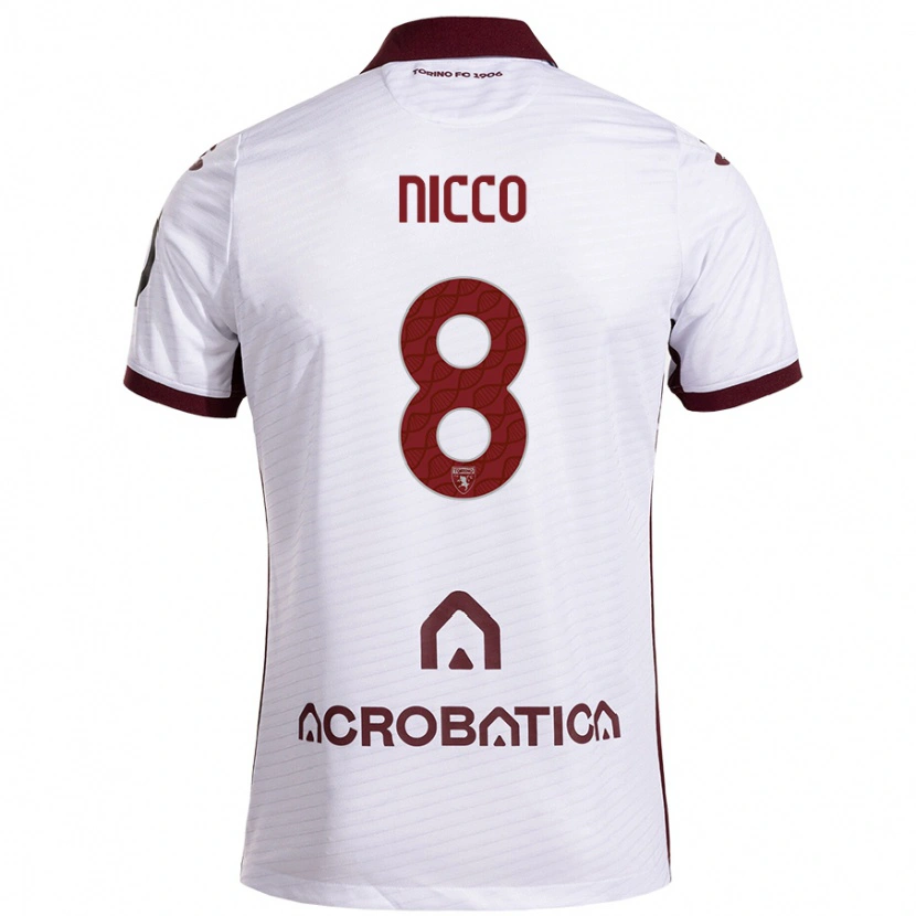 Danxen Niño Camiseta Giada Nicco #8 Blanco Granate 2ª Equipación 2024/25 La Camisa