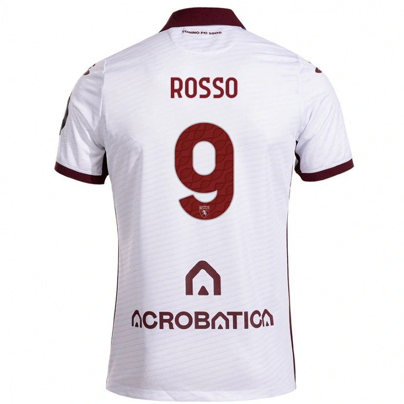 Danxen Niño Camiseta Eleonora Rosso #9 Blanco Granate 2ª Equipación 2024/25 La Camisa