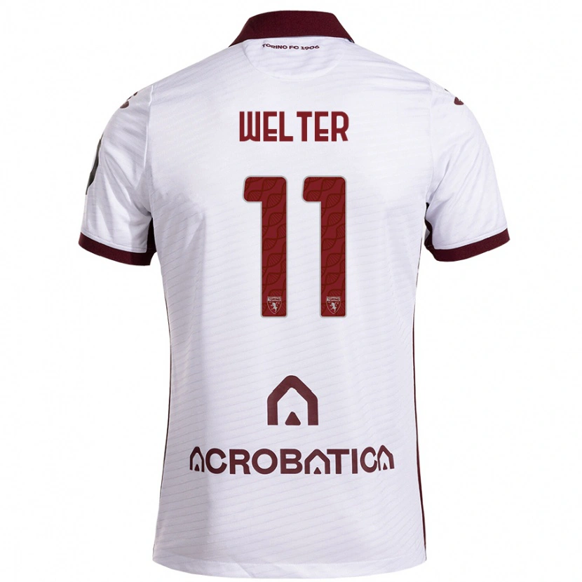 Danxen Niño Camiseta Francesca Welter #11 Blanco Granate 2ª Equipación 2024/25 La Camisa