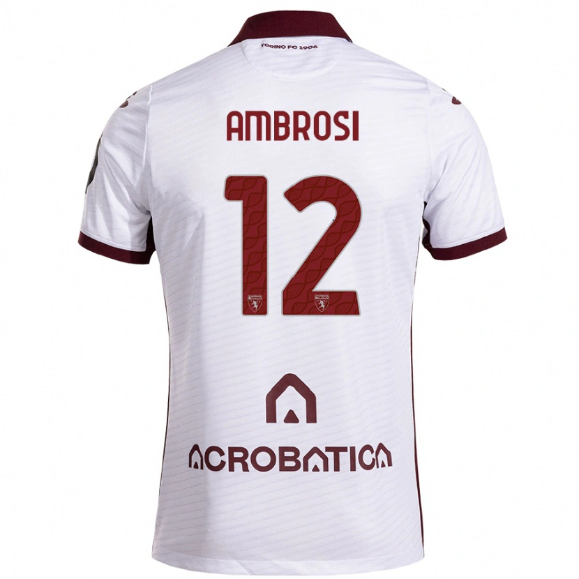 Danxen Niño Camiseta Martina Ambrosi #12 Blanco Granate 2ª Equipación 2024/25 La Camisa