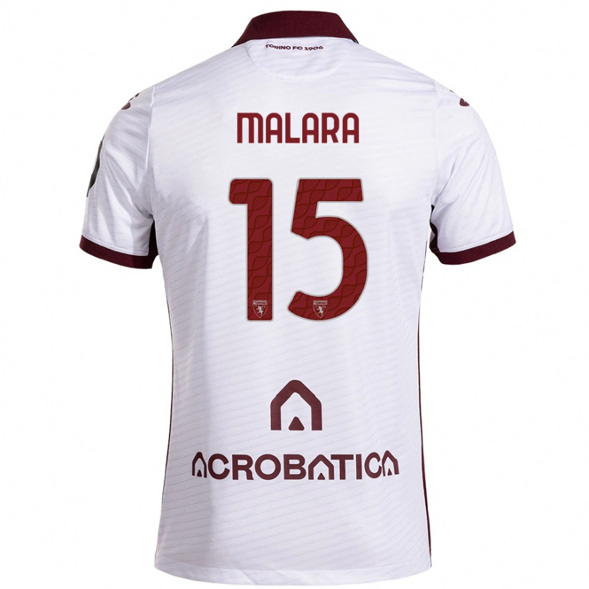 Danxen Niño Camiseta Sara Malara #15 Blanco Granate 2ª Equipación 2024/25 La Camisa