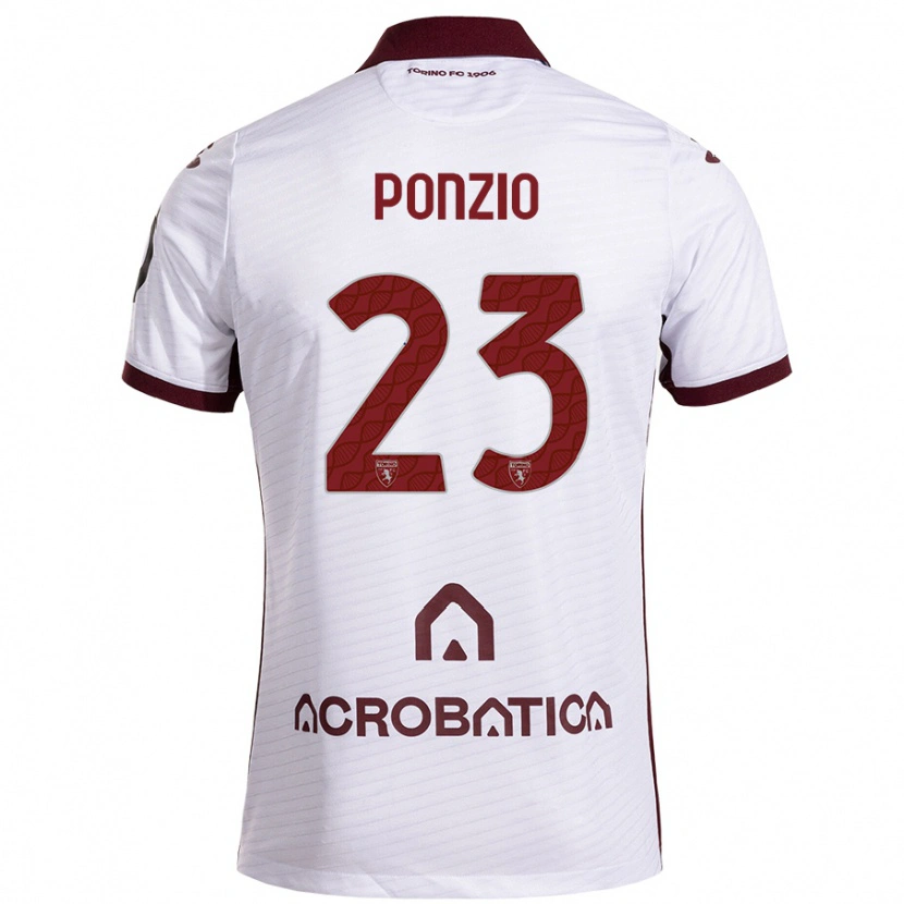 Danxen Niño Camiseta Erika Ponzio #23 Blanco Granate 2ª Equipación 2024/25 La Camisa