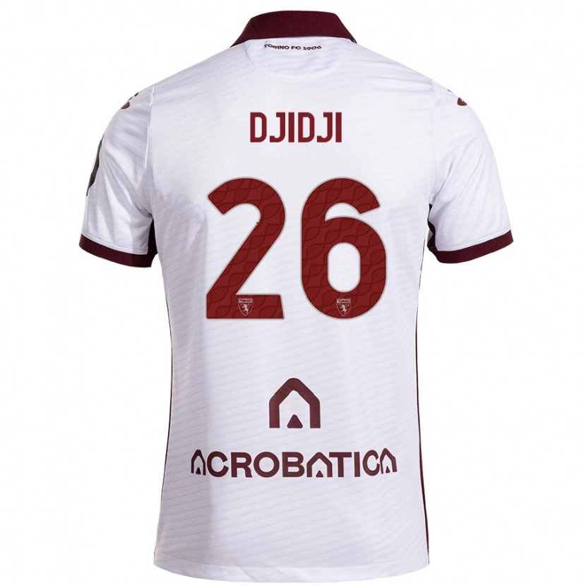 Danxen Niño Camiseta Koffi Djidji #26 Blanco Granate 2ª Equipación 2024/25 La Camisa