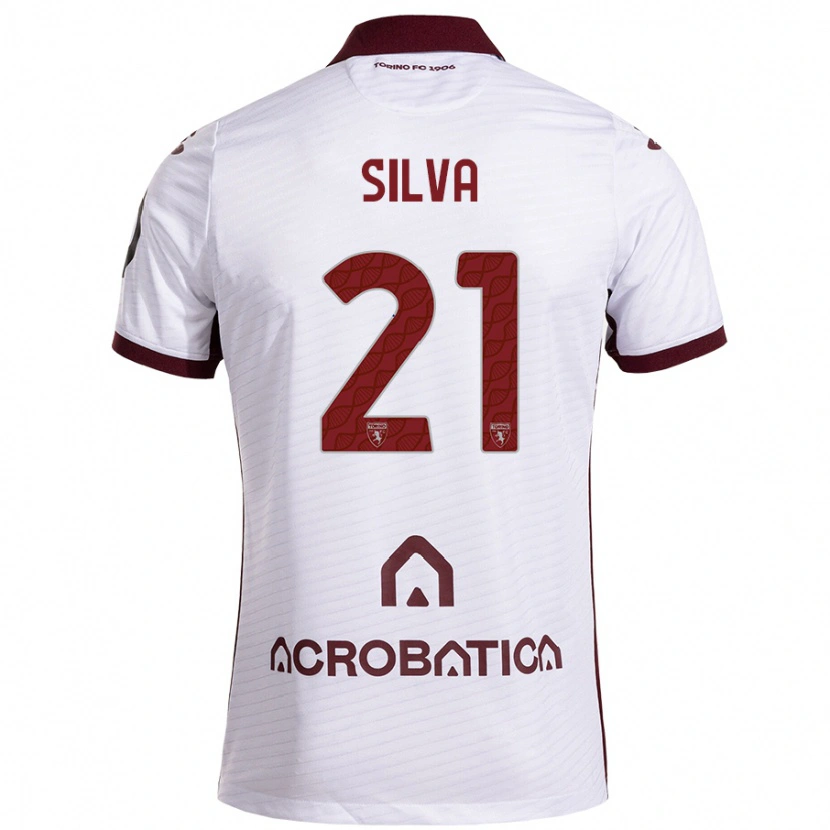 Danxen Niño Camiseta Jonathan Silva #21 Blanco Granate 2ª Equipación 2024/25 La Camisa