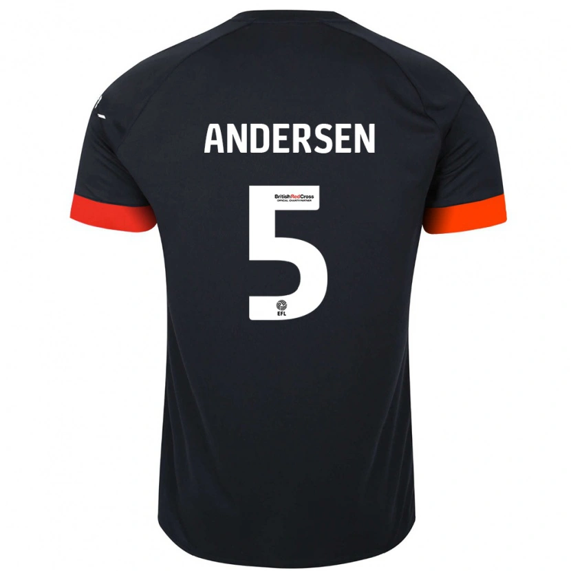 Danxen Niño Camiseta Mads Andersen #5 Negro Naranja 2ª Equipación 2024/25 La Camisa