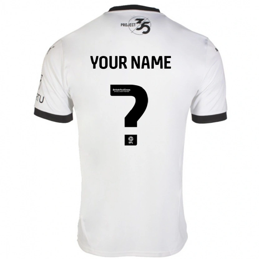 Danxen Niño Camiseta Su Nombre #0 Blanco Negro 2ª Equipación 2024/25 La Camisa