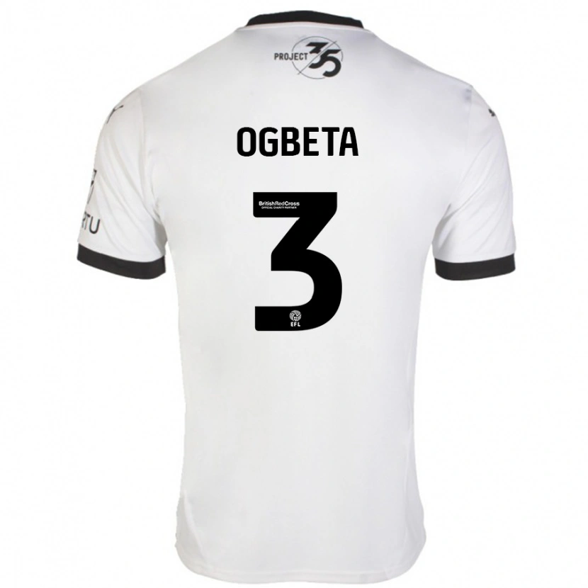 Danxen Niño Camiseta Nathanael Ogbeta #3 Blanco Negro 2ª Equipación 2024/25 La Camisa