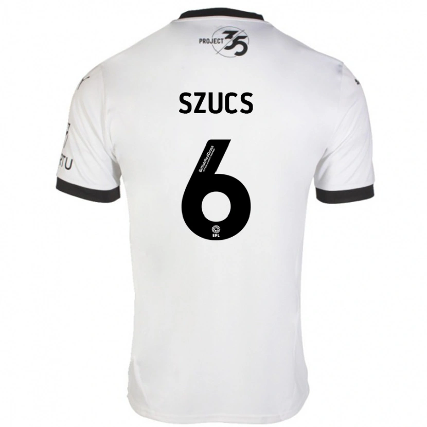 Danxen Niño Camiseta Kornél Szűcs #6 Blanco Negro 2ª Equipación 2024/25 La Camisa