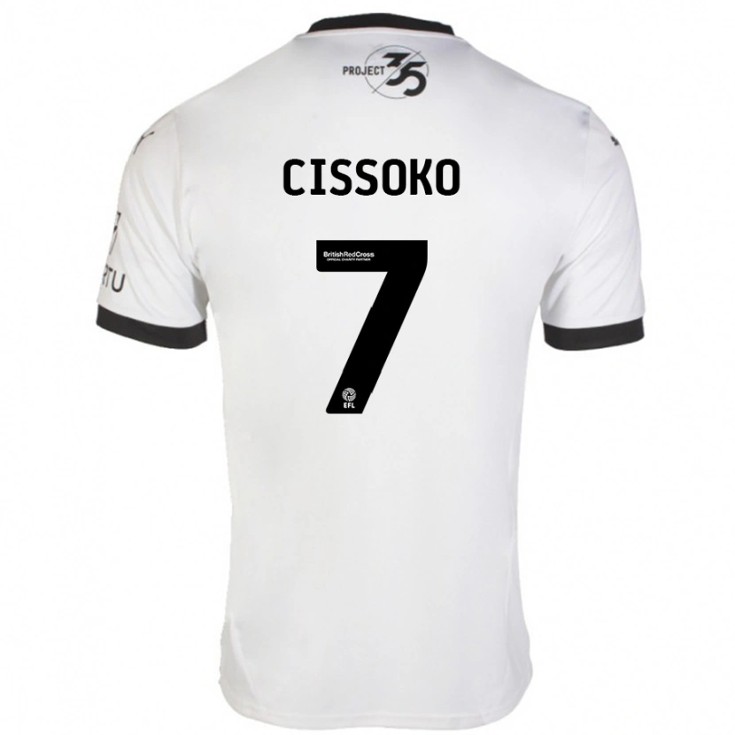 Danxen Niño Camiseta Ibrahim Cissoko #7 Blanco Negro 2ª Equipación 2024/25 La Camisa