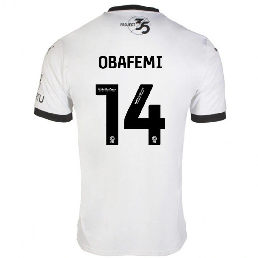 Danxen Niño Camiseta Michael Obafemi #14 Blanco Negro 2ª Equipación 2024/25 La Camisa