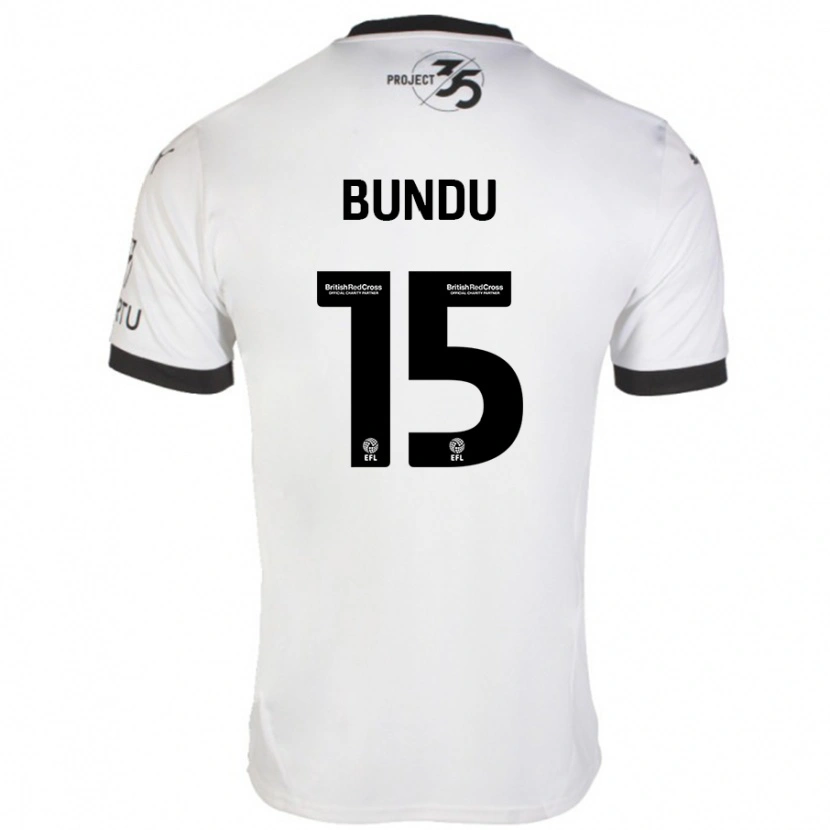 Danxen Niño Camiseta Mustapha Bundu #15 Blanco Negro 2ª Equipación 2024/25 La Camisa