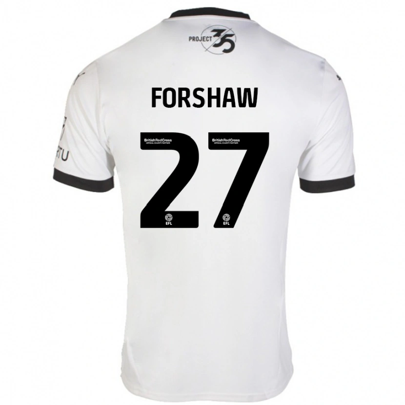 Danxen Niño Camiseta Adam Forshaw #27 Blanco Negro 2ª Equipación 2024/25 La Camisa