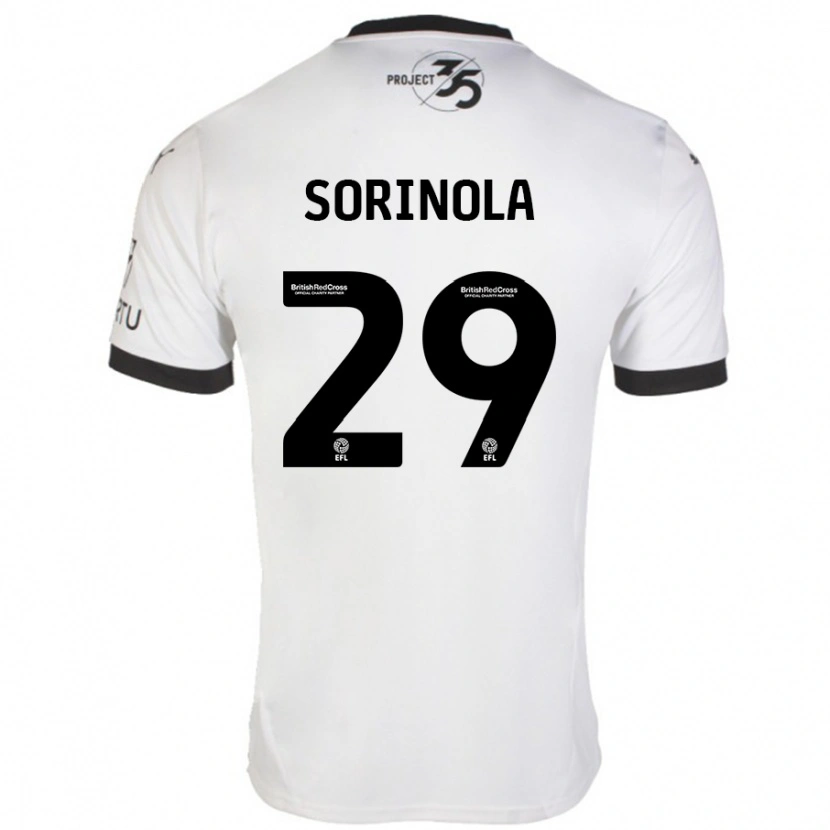 Danxen Niño Camiseta Matthew Sorinola #29 Blanco Negro 2ª Equipación 2024/25 La Camisa