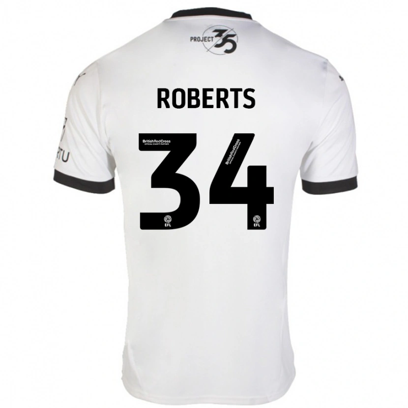 Danxen Niño Camiseta Caleb Roberts #34 Blanco Negro 2ª Equipación 2024/25 La Camisa