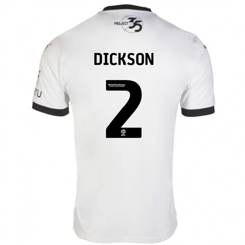 Danxen Niño Camiseta Katie Dickson #2 Blanco Negro 2ª Equipación 2024/25 La Camisa