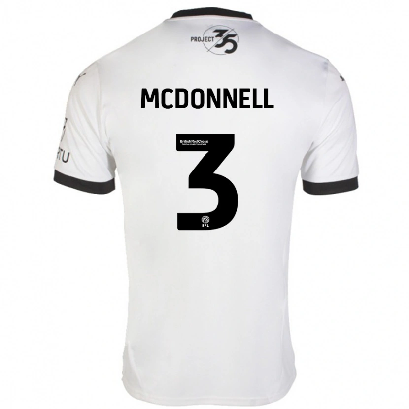 Danxen Niño Camiseta Rosie Mcdonnell #3 Blanco Negro 2ª Equipación 2024/25 La Camisa