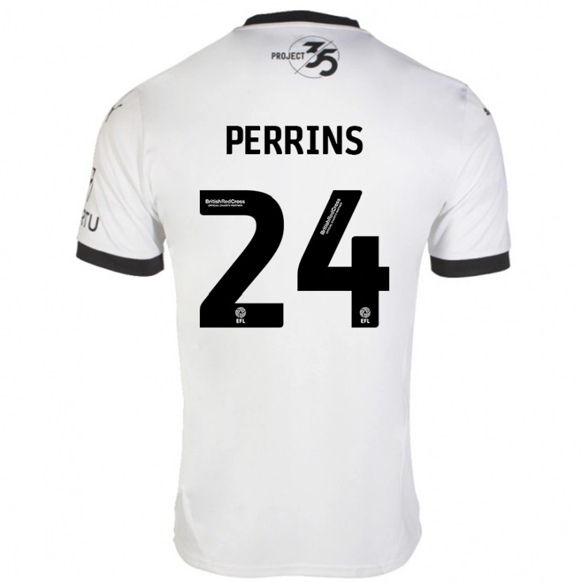 Danxen Niño Camiseta Grace Perrins #24 Blanco Negro 2ª Equipación 2024/25 La Camisa