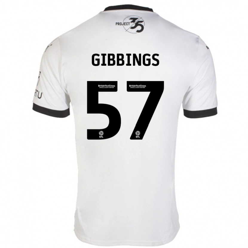 Danxen Niño Camiseta Cole Gibbings #57 Blanco Negro 2ª Equipación 2024/25 La Camisa