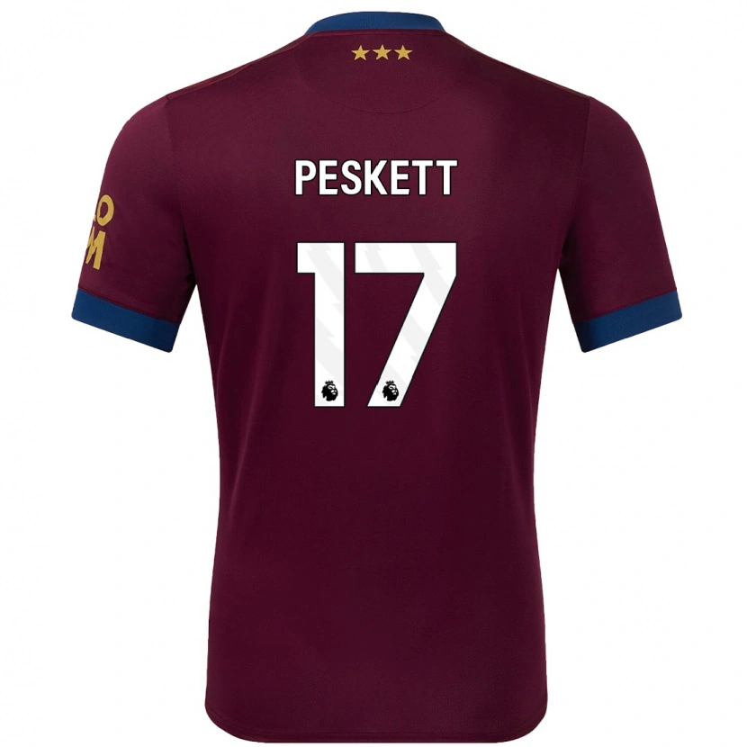 Danxen Niño Camiseta Sophie Peskett #17 Marrón 2ª Equipación 2024/25 La Camisa