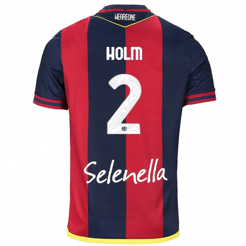 Danxen Hombre Camiseta Emil Holm #2 Rojo Azul Real 1ª Equipación 2024/25 La Camisa