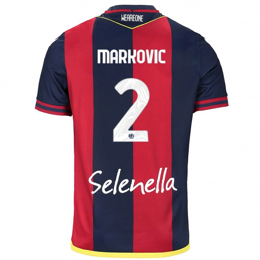 Danxen Hombre Camiseta Petar Markovic #2 Rojo Azul Real 1ª Equipación 2024/25 La Camisa