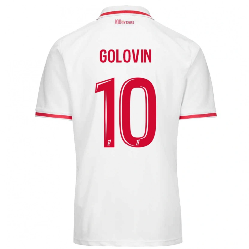 Danxen Hombre Camiseta Aleksandr Golovin #10 Blanco Rojo 1ª Equipación 2024/25 La Camisa