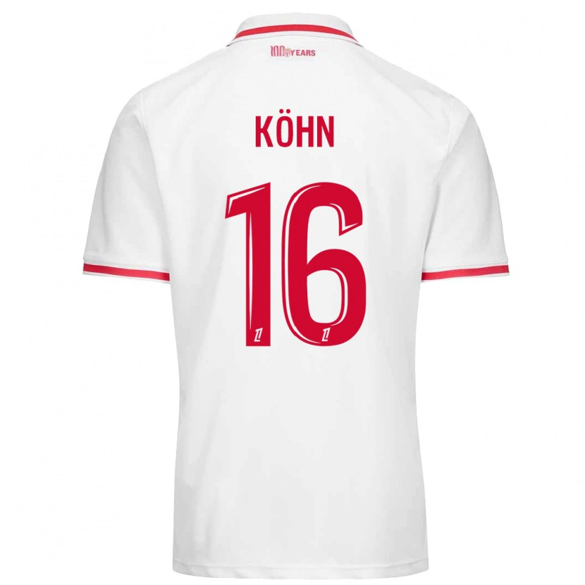 Danxen Hombre Camiseta Philipp Köhn #16 Blanco Rojo 1ª Equipación 2024/25 La Camisa