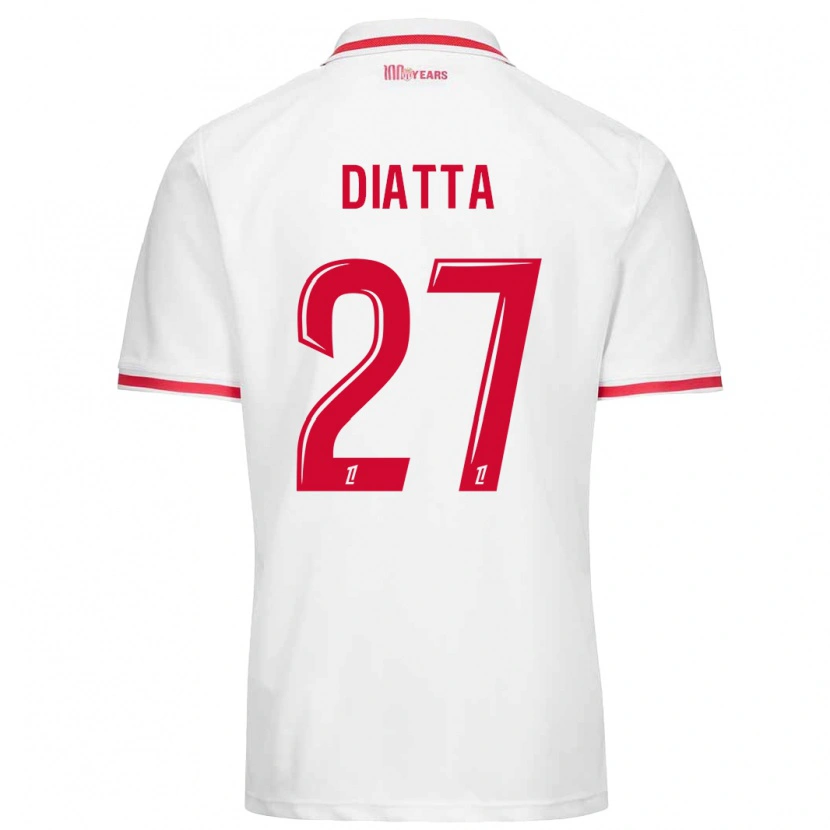 Danxen Hombre Camiseta Krépin Diatta #27 Blanco Rojo 1ª Equipación 2024/25 La Camisa