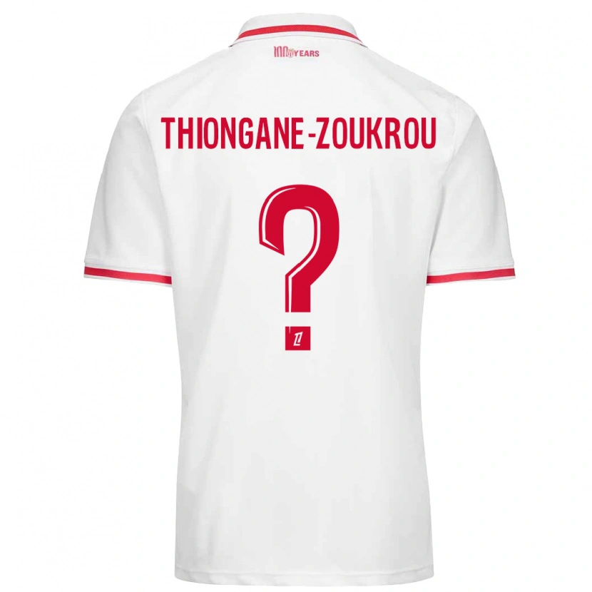 Danxen Hombre Camiseta Ackah-Tidiane Thiongane-Zoukrou #0 Blanco Rojo 1ª Equipación 2024/25 La Camisa