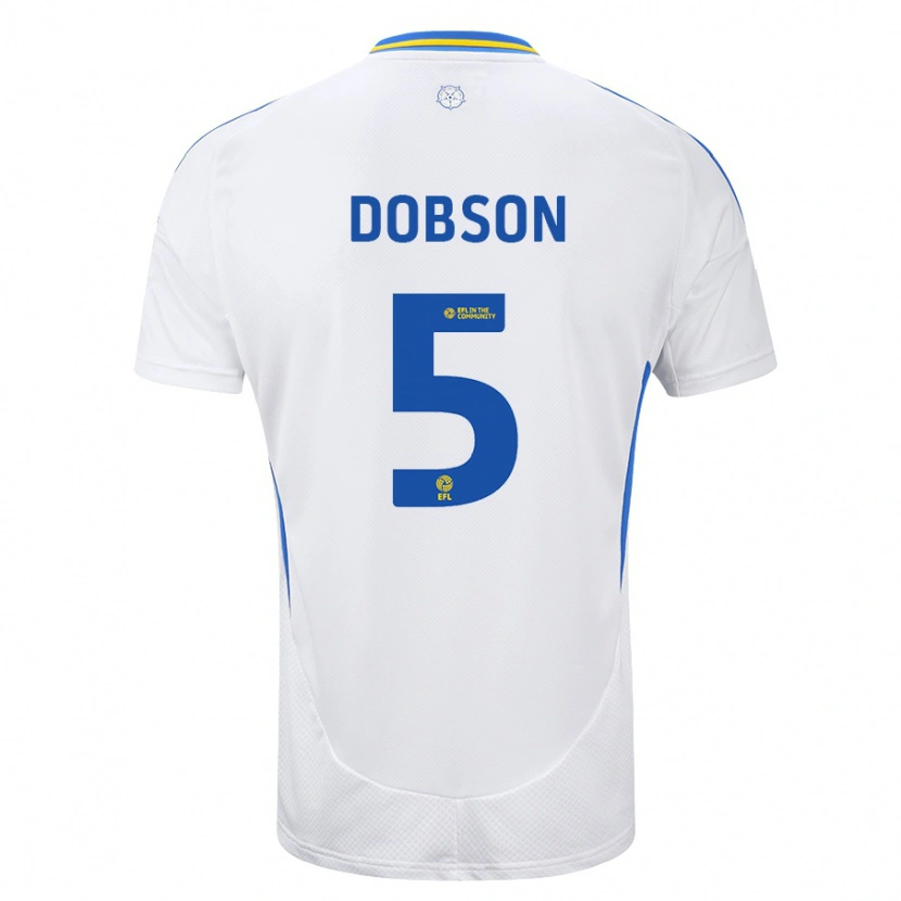 Danxen Hombre Camiseta Ellie Dobson #5 Blanco Azul 1ª Equipación 2024/25 La Camisa