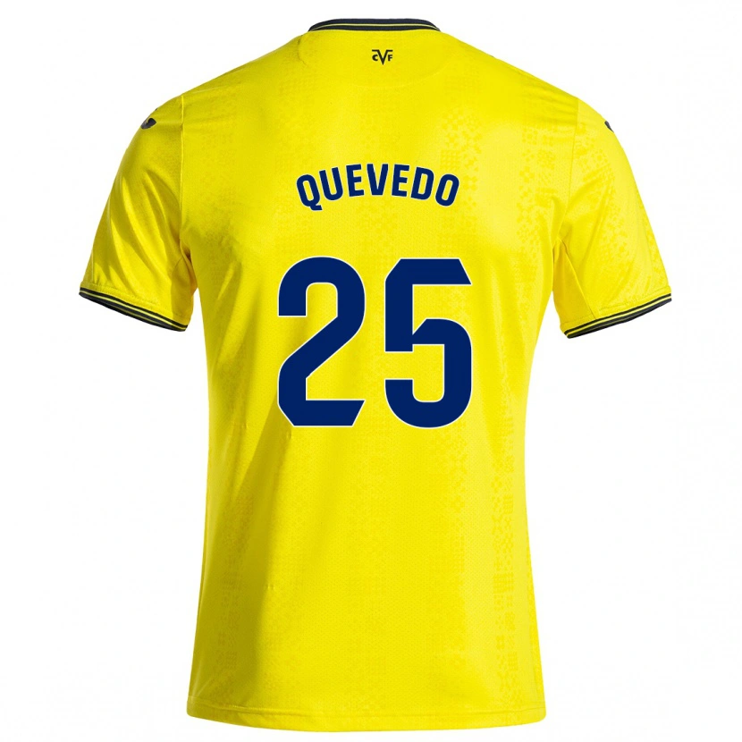 Danxen Hombre Camiseta Alex Quevedo #25 Amarillo Negro 1ª Equipación 2024/25 La Camisa