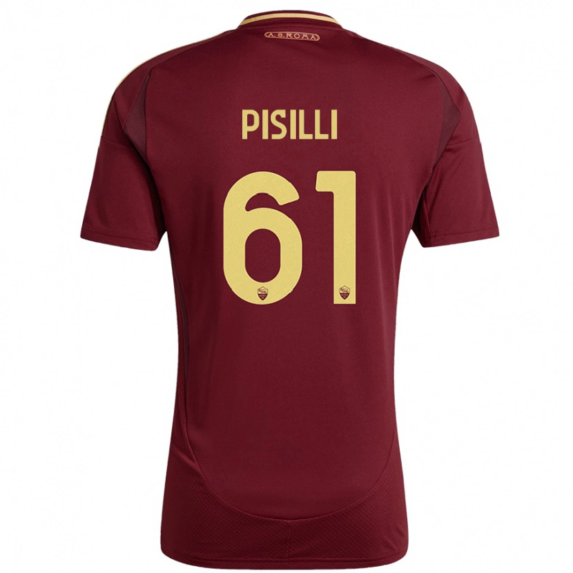 Danxen Hombre Camiseta Niccolò Pisilli #61 Rojo Marrón Dorado 1ª Equipación 2024/25 La Camisa