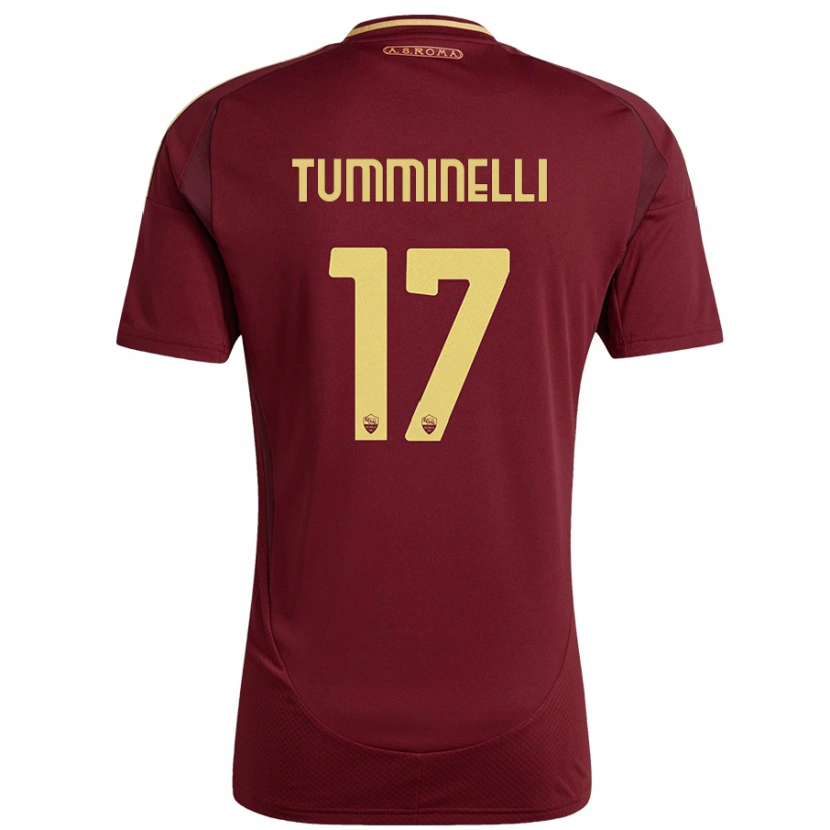 Danxen Hombre Camiseta Gianmarco Tumminelli #17 Rojo Marrón Dorado 1ª Equipación 2024/25 La Camisa