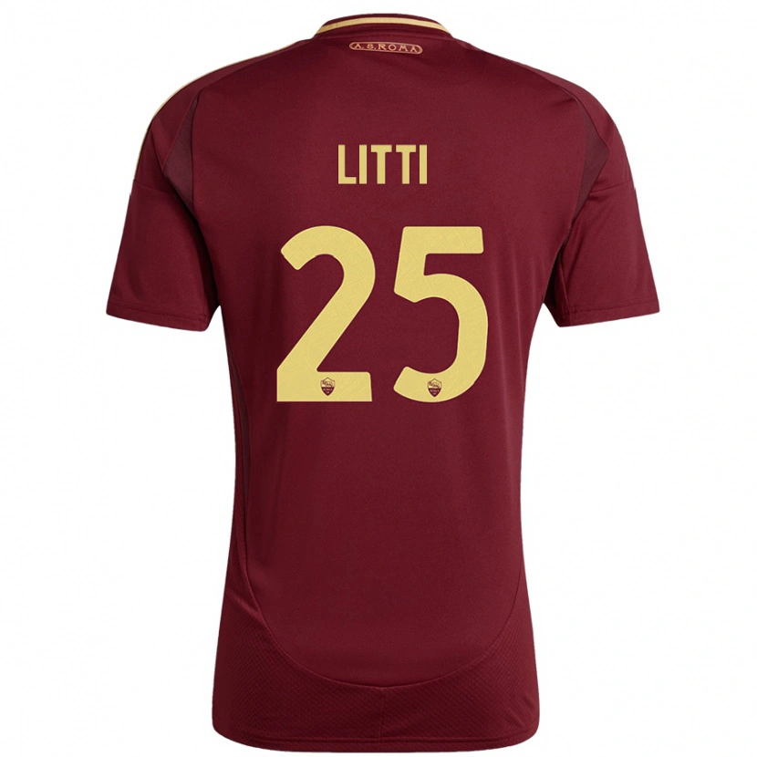 Danxen Hombre Camiseta Marco Litti #25 Rojo Marrón Dorado 1ª Equipación 2024/25 La Camisa