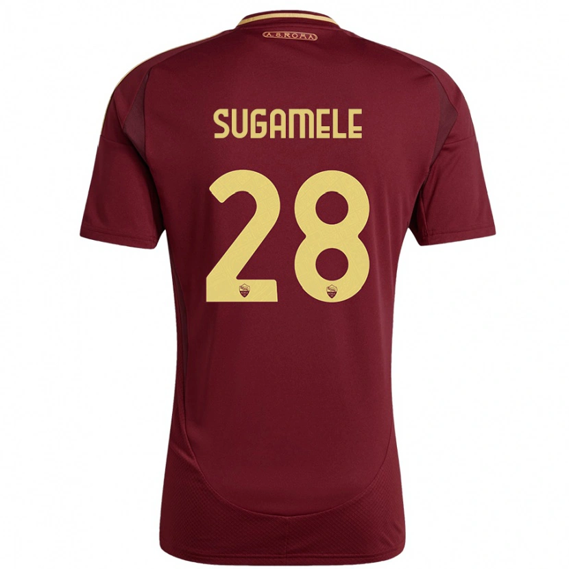 Danxen Hombre Camiseta Alessandro Sugamele #28 Rojo Marrón Dorado 1ª Equipación 2024/25 La Camisa