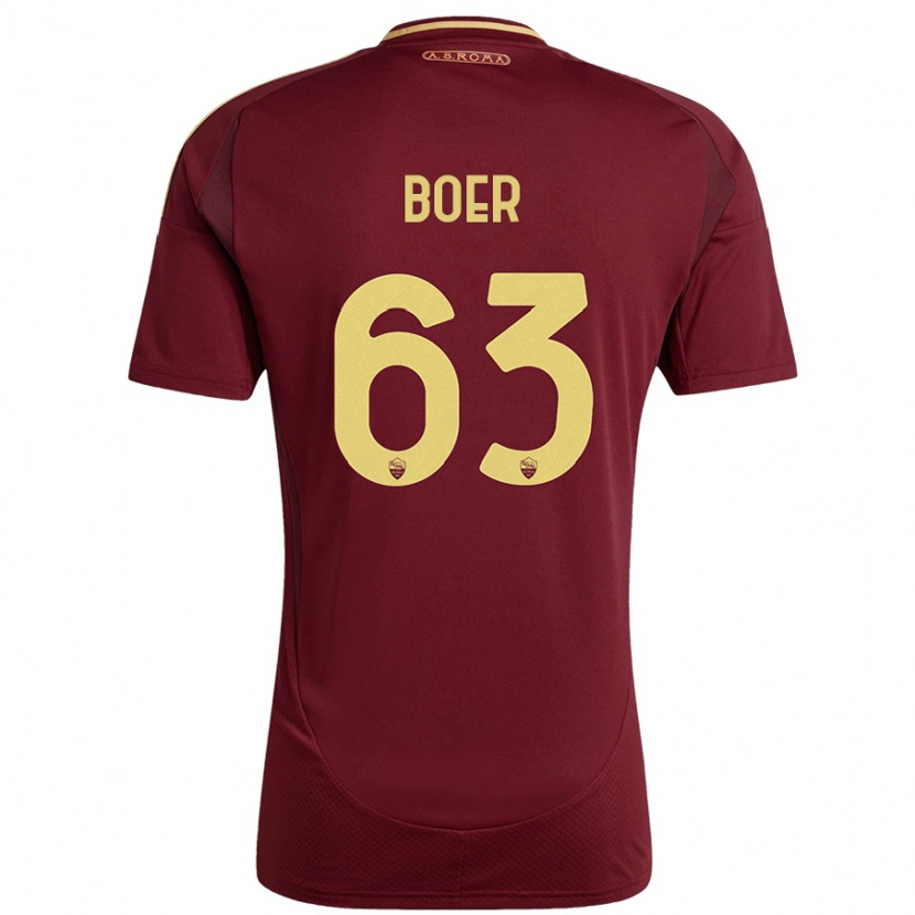 Danxen Hombre Camiseta Pietro Boer #63 Rojo Marrón Dorado 1ª Equipación 2024/25 La Camisa