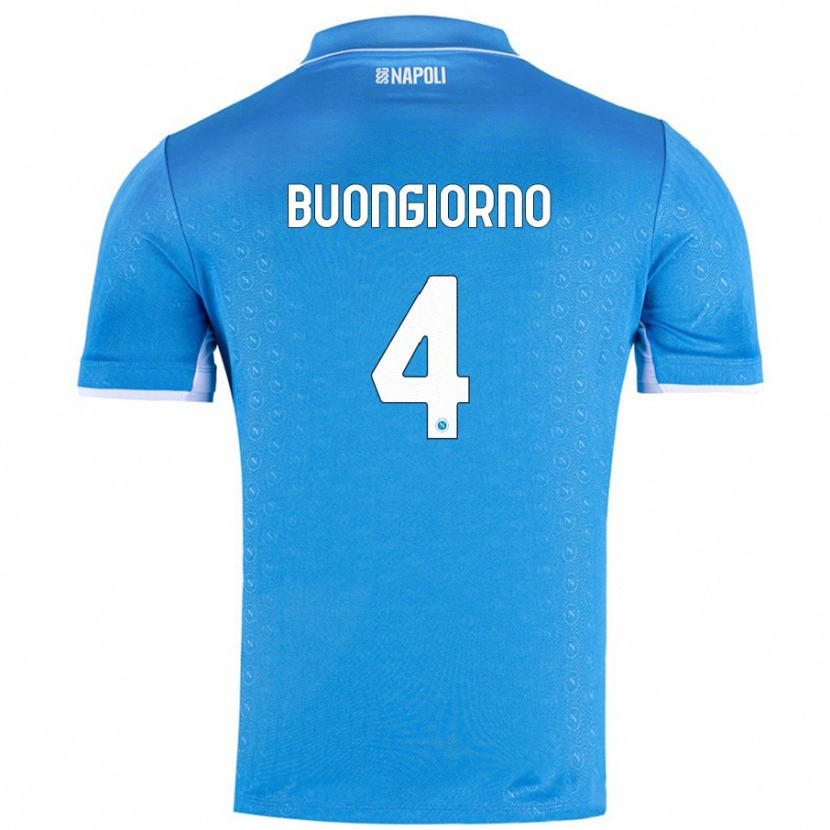 Danxen Hombre Camiseta Alessandro Buongiorno #4 Azul Cielo 1ª Equipación 2024/25 La Camisa