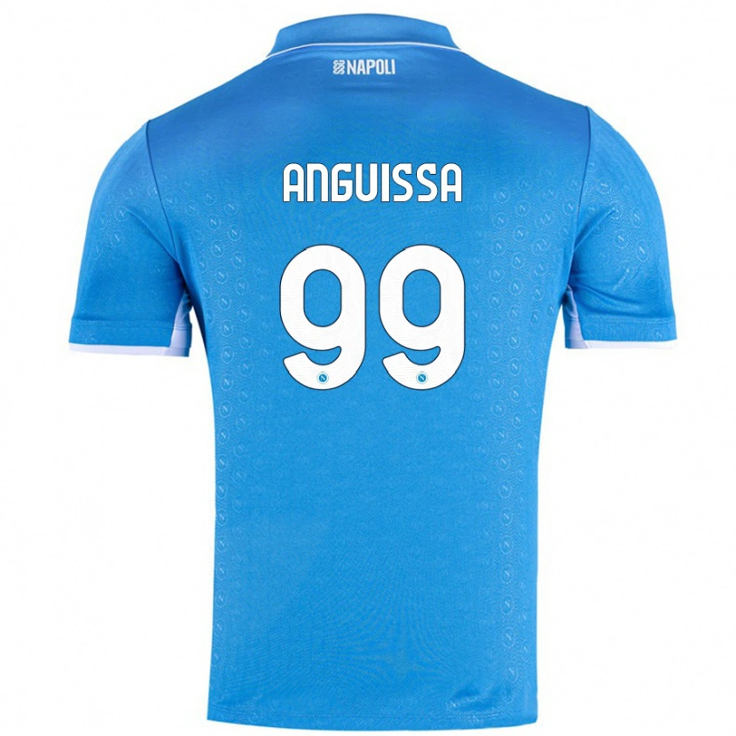 Danxen Hombre Camiseta Frank Anguissa #99 Azul Cielo 1ª Equipación 2024/25 La Camisa