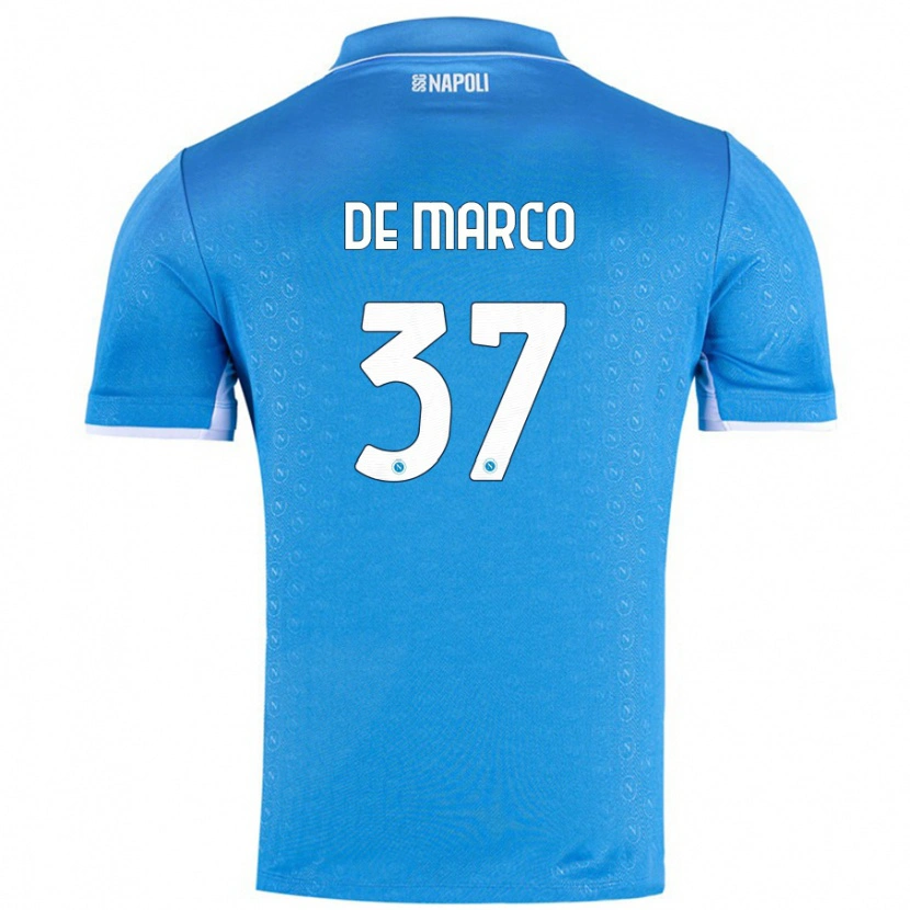 Danxen Hombre Camiseta Francesco De Marco #37 Azul Cielo 1ª Equipación 2024/25 La Camisa