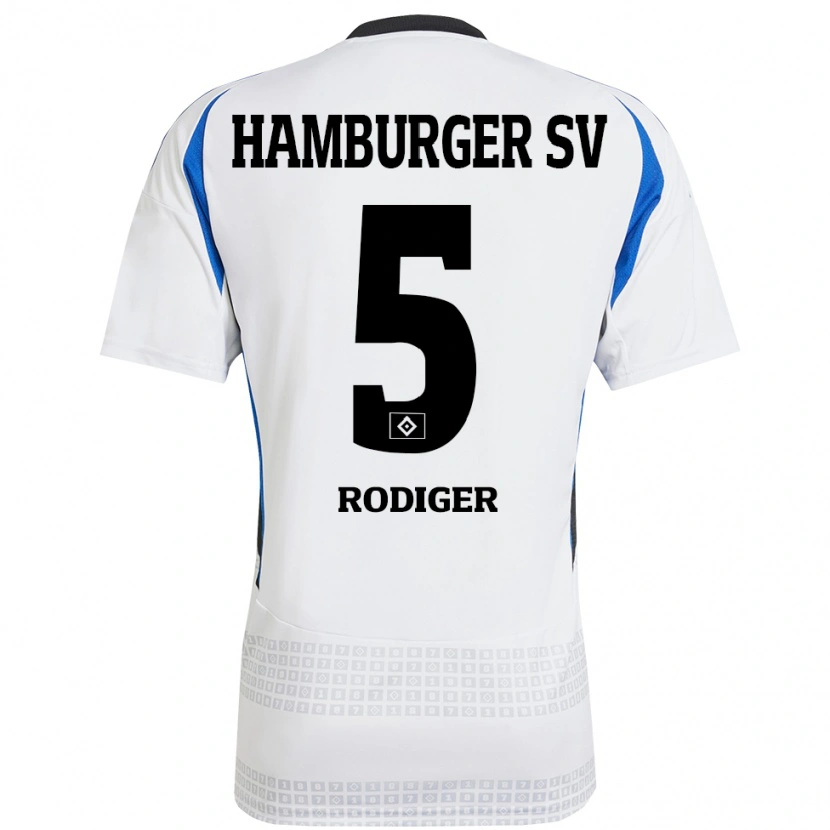 Danxen Hombre Camiseta Philipp Rödiger #5 Blanco Azul 1ª Equipación 2024/25 La Camisa