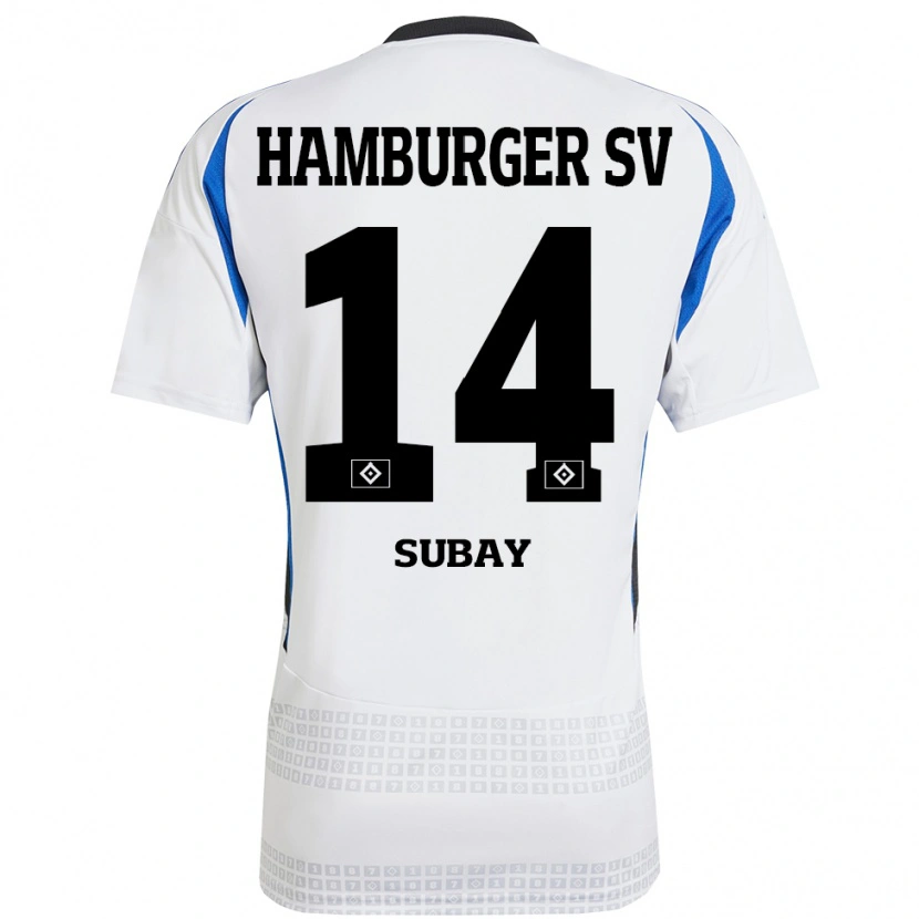 Danxen Hombre Camiseta Okan Özer Subay #14 Blanco Azul 1ª Equipación 2024/25 La Camisa