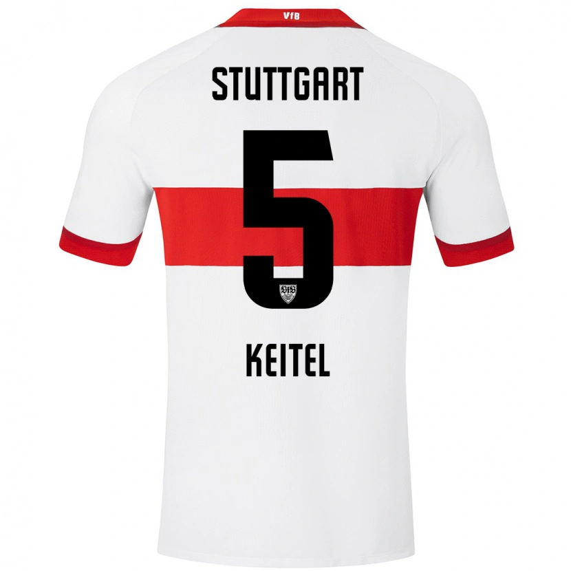 Danxen Hombre Camiseta Yannik Keitel #5 Blanco Rojo 1ª Equipación 2024/25 La Camisa