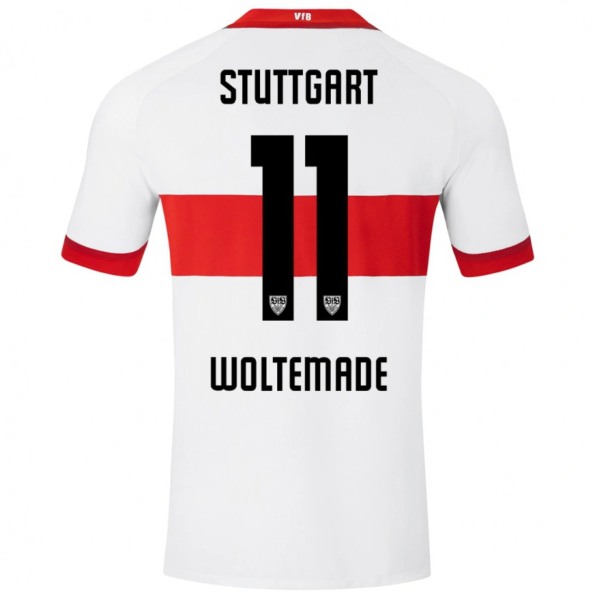 Danxen Hombre Camiseta Nick Woltemade #11 Blanco Rojo 1ª Equipación 2024/25 La Camisa