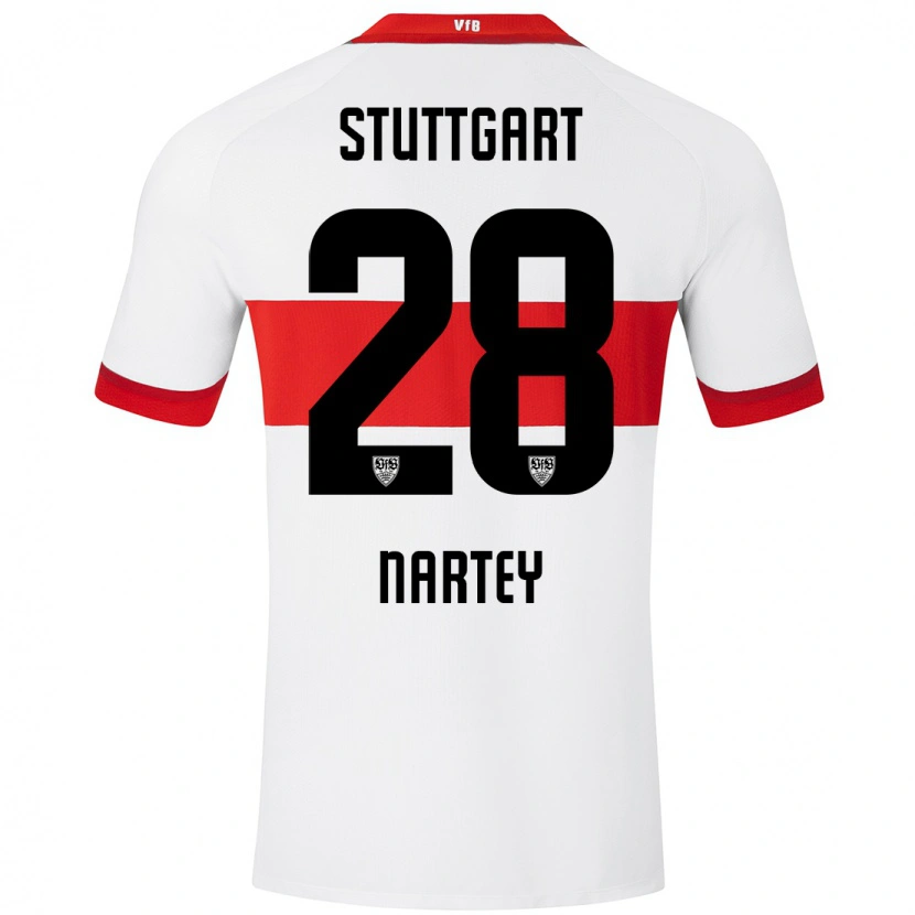 Danxen Hombre Camiseta Nikolas Nartey #28 Blanco Rojo 1ª Equipación 2024/25 La Camisa