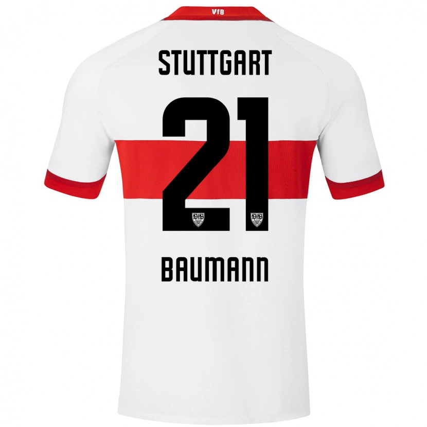 Danxen Hombre Camiseta Katharina Baumann #21 Blanco Rojo 1ª Equipación 2024/25 La Camisa