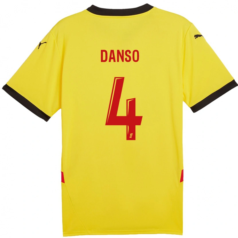 Danxen Hombre Camiseta Kevin Danso #4 Amarillo Rojo 1ª Equipación 2024/25 La Camisa