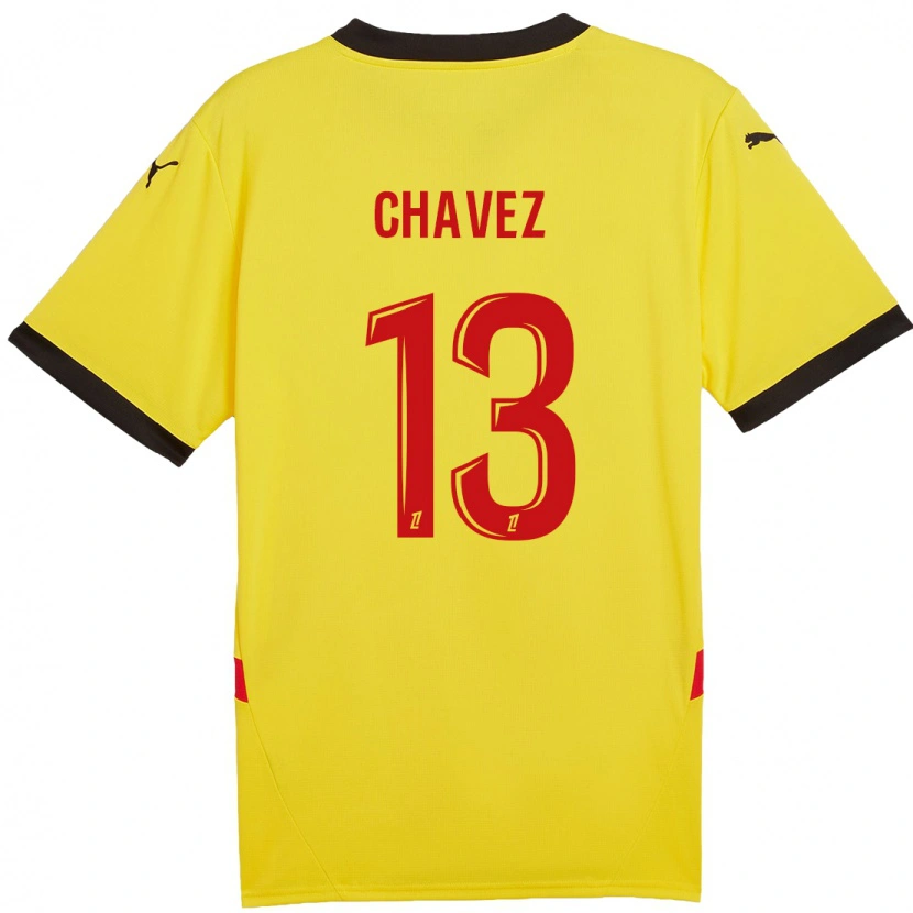 Danxen Hombre Camiseta Jhoanner Chávez #13 Amarillo Rojo 1ª Equipación 2024/25 La Camisa