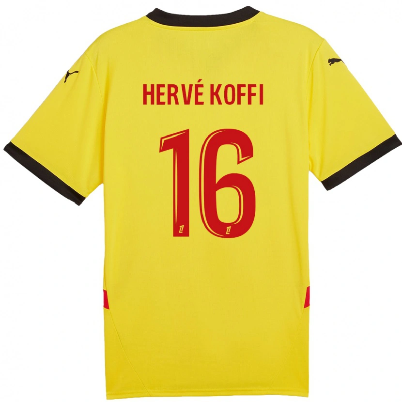 Danxen Hombre Camiseta Hervé Koffi #16 Amarillo Rojo 1ª Equipación 2024/25 La Camisa