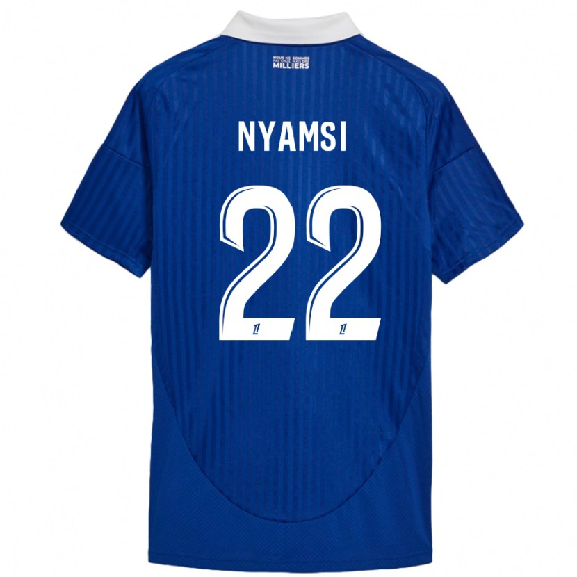 Danxen Hombre Camiseta Gerzino Nyamsi #22 Azul Blanco 1ª Equipación 2024/25 La Camisa