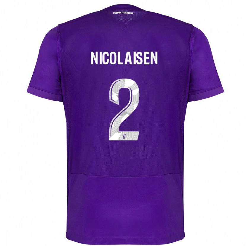 Danxen Hombre Camiseta Rasmus Nicolaisen #2 Morado Blanco 1ª Equipación 2024/25 La Camisa